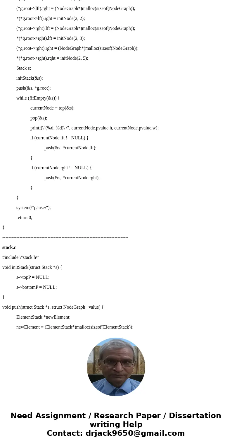 help to writ C program (There is a help Code below) 2) Your task is to write a C program for a Depth-First Search algorithm for graphs. The algorithm can be use help to writ C program (There is a help Code below) 2) Your task is to write a C program for a Depth-First Search algorithm for graphs. The algorithm can be use