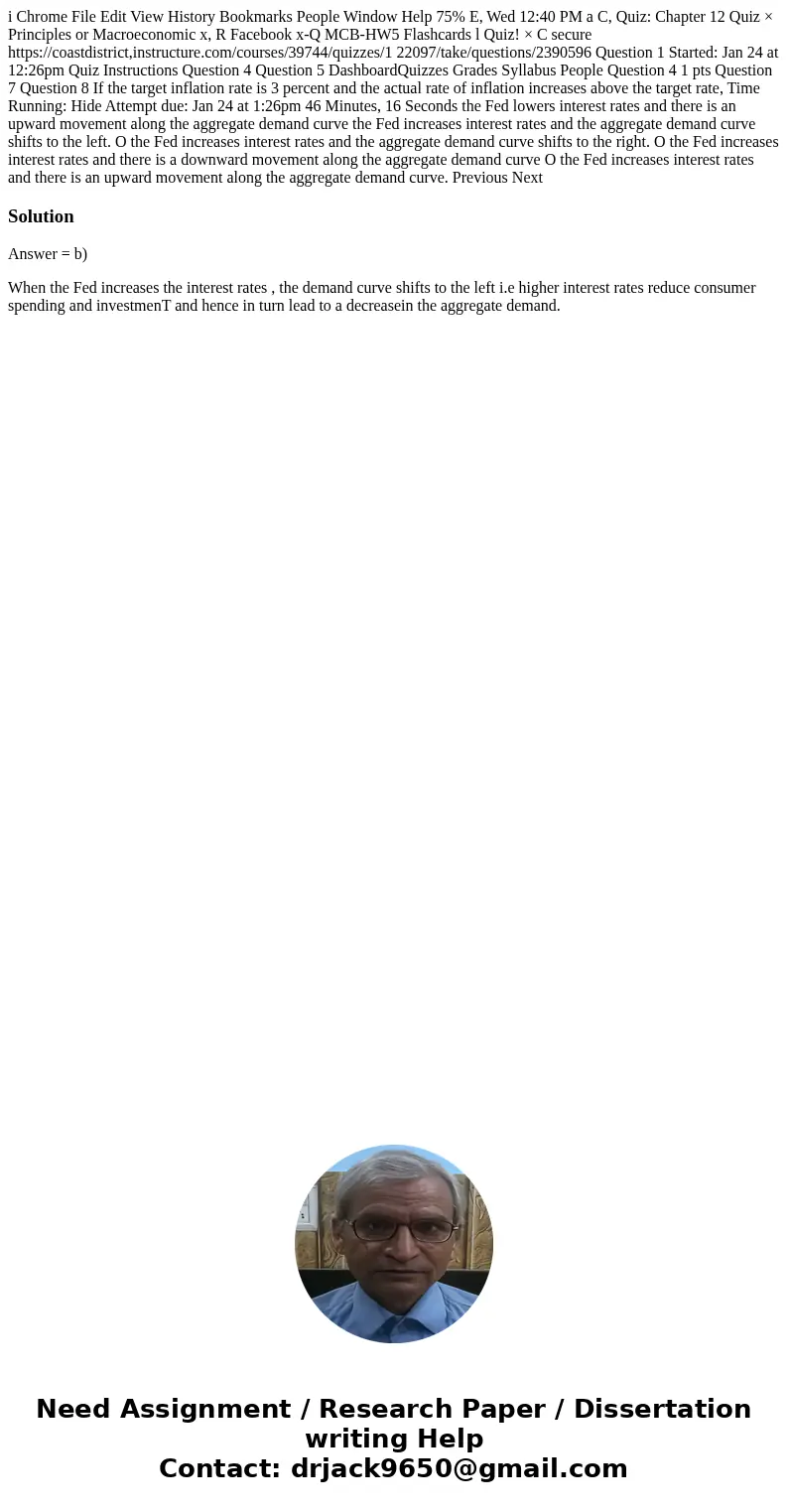i Chrome File Edit View History Bookmarks People Window Help 75% E, Wed 12:40 PM a C, Quiz: Chapter 12 Quiz × Principles or Macroeconomic x, R Facebook x-Q MCB  i Chrome File Edit View History Bookmarks People Window Help 75% E, Wed 12:40 PM a C, Quiz: Chapter 12 Quiz × Principles or Macroeconomic x, R Facebook x-Q MCB