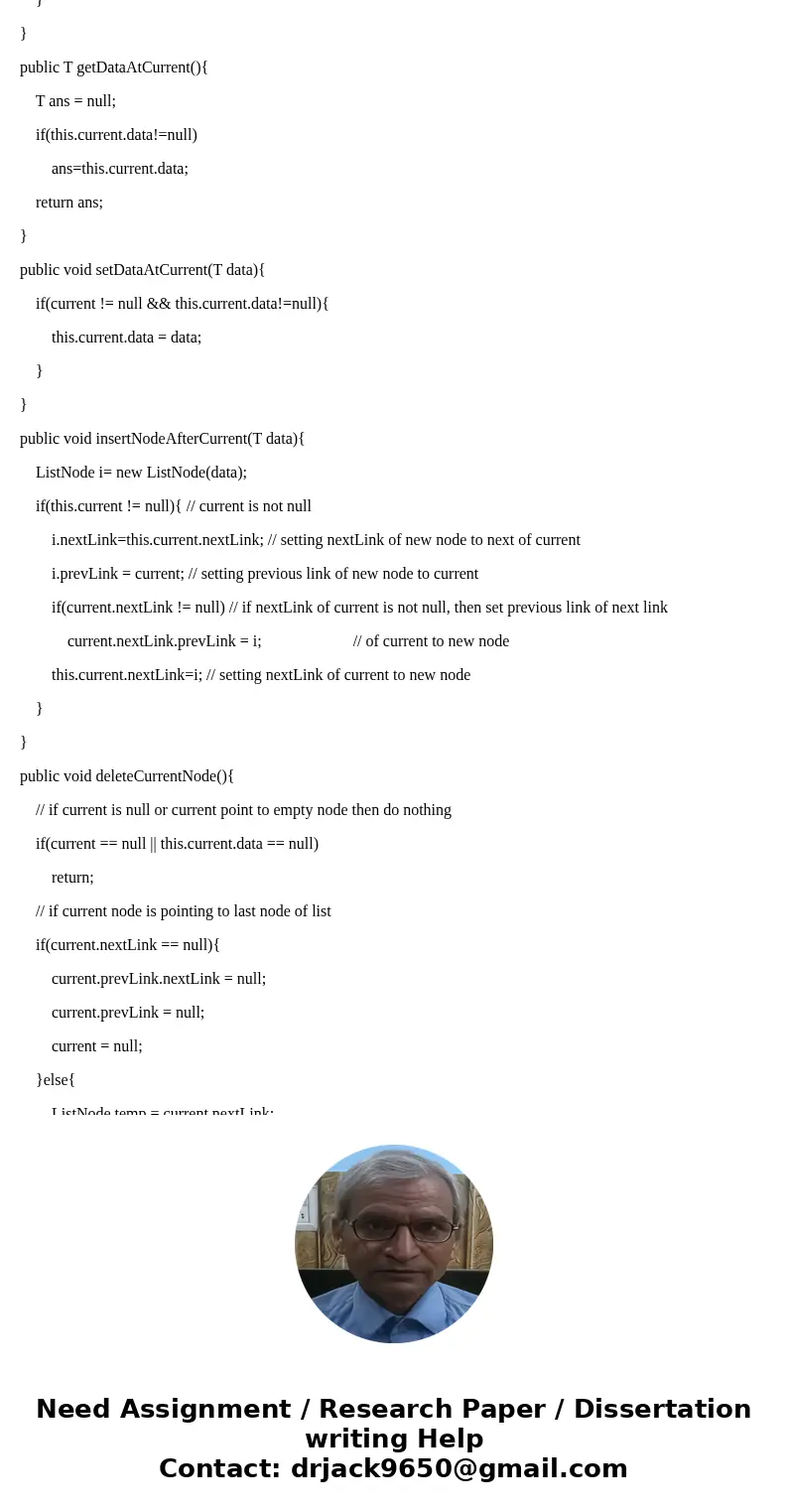 I just need a seperate driver file for this that demonstrates that each of the methods is working with a double linked list of integers and strings. This is in  I just need a seperate driver file for this that demonstrates that each of the methods is working with a double linked list of integers and strings. This is in
