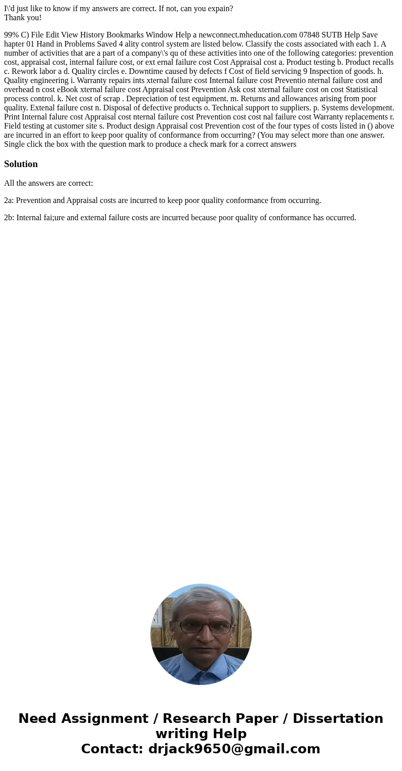  I\'d just like to know if my answers are correct. If not, can you expain? Thank you! 99% C) File Edit View History Bookmarks Window Help a newconnect.mheducati