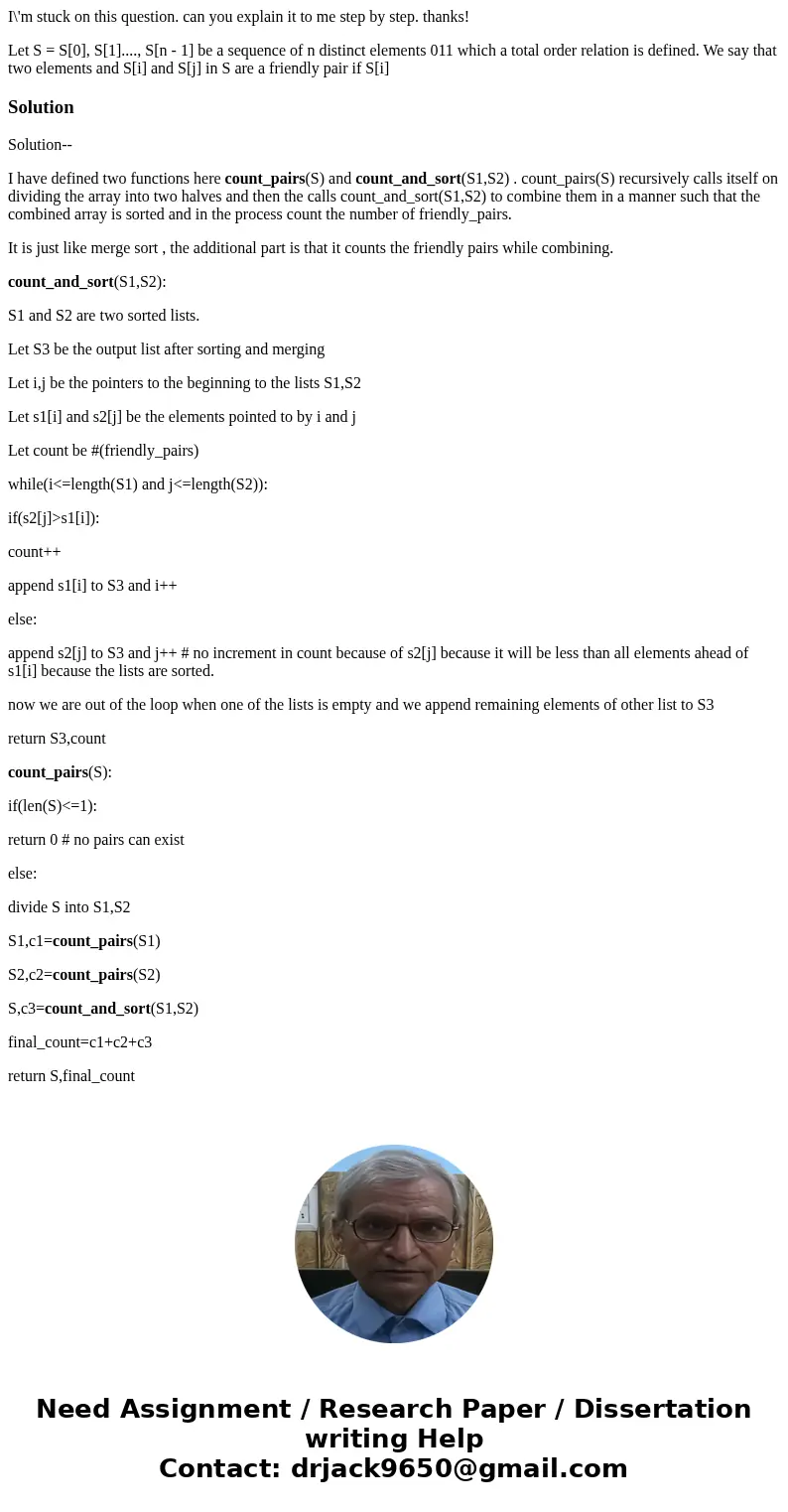 I\'m stuck on this question. can you explain it to me step by step. thanks! Let S = S[0], S[1]...., S[n - 1] be a sequence of n distinct elements 011 which a to