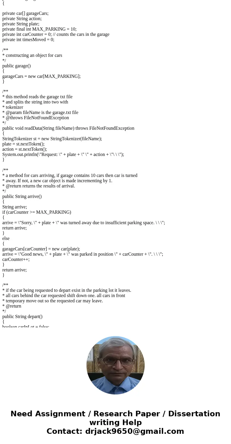 I\'m writing a garage java program and im getting out of bounds exceptions, my temp move method is messed up, and im having problems print the file to a txt.fil I\'m writing a garage java program and im getting out of bounds exceptions, my temp move method is messed up, and im having problems print the file to a txt.fil
