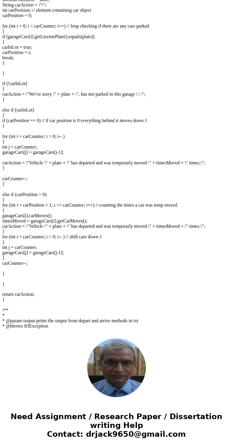 I\'m writing a garage java program and im getting out of bounds exceptions, my temp move method is messed up, and im having problems print the file to a txt.fil I\'m writing a garage java program and im getting out of bounds exceptions, my temp move method is messed up, and im having problems print the file to a txt.fil