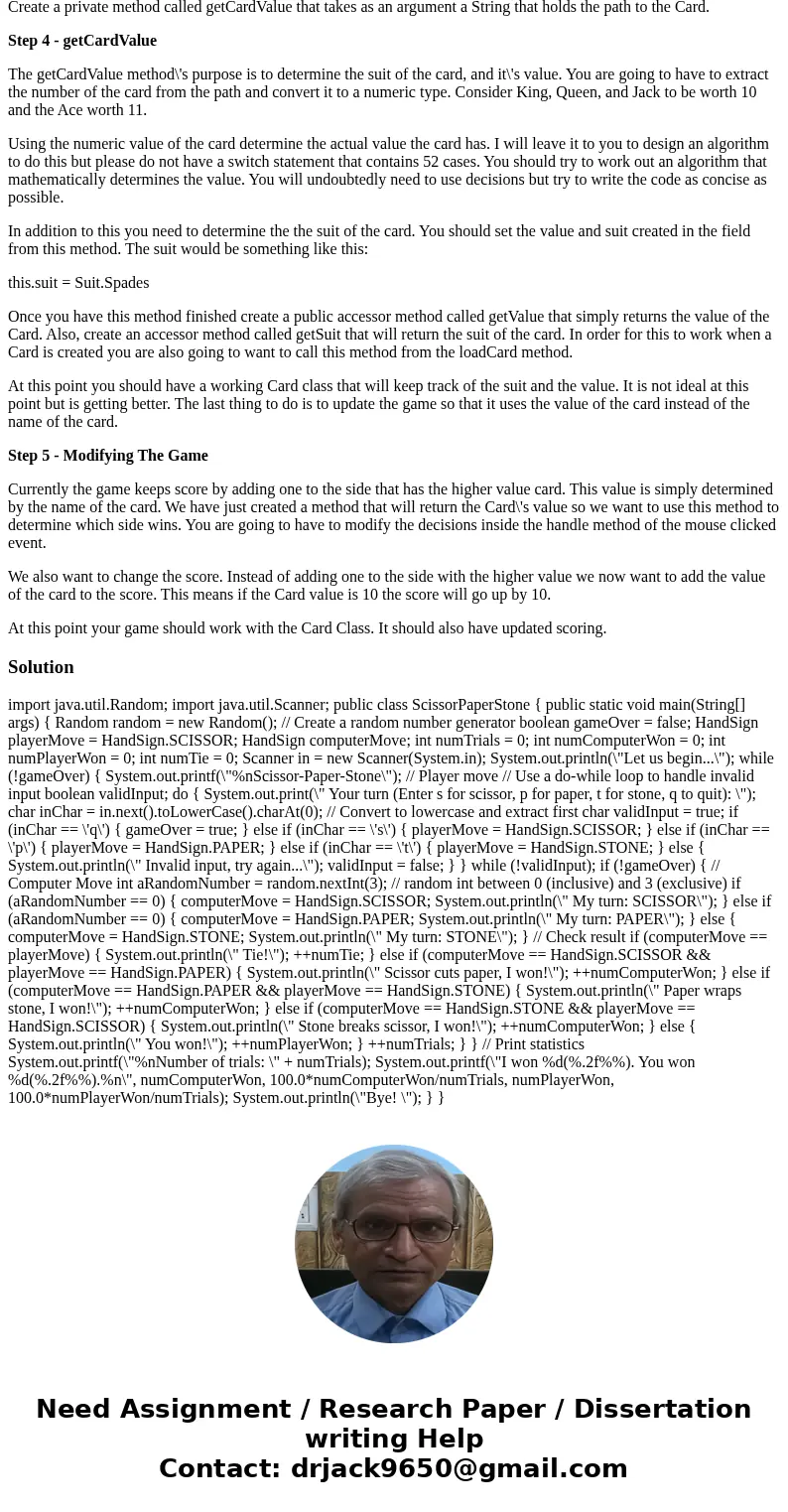 In this assignment we are going to use class construction to improve upon it a bit. You will create a Card class. The Card class will hold all of the informatio In this assignment we are going to use class construction to improve upon it a bit. You will create a Card class. The Card class will hold all of the informatio