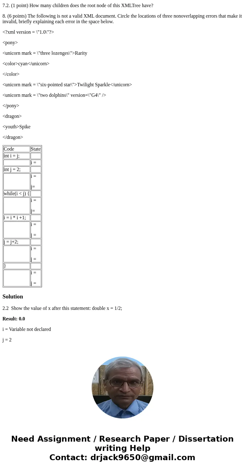 JAVA 2.2 Show the value of x after this statement: double x = 1/2; i = j= i = j= i = j = i = j = i = j = (20 points) 4.1. (15 points) Write the body of this met JAVA 2.2 Show the value of x after this statement: double x = 1/2; i = j= i = j= i = j = i = j = i = j = (20 points) 4.1. (15 points) Write the body of this met