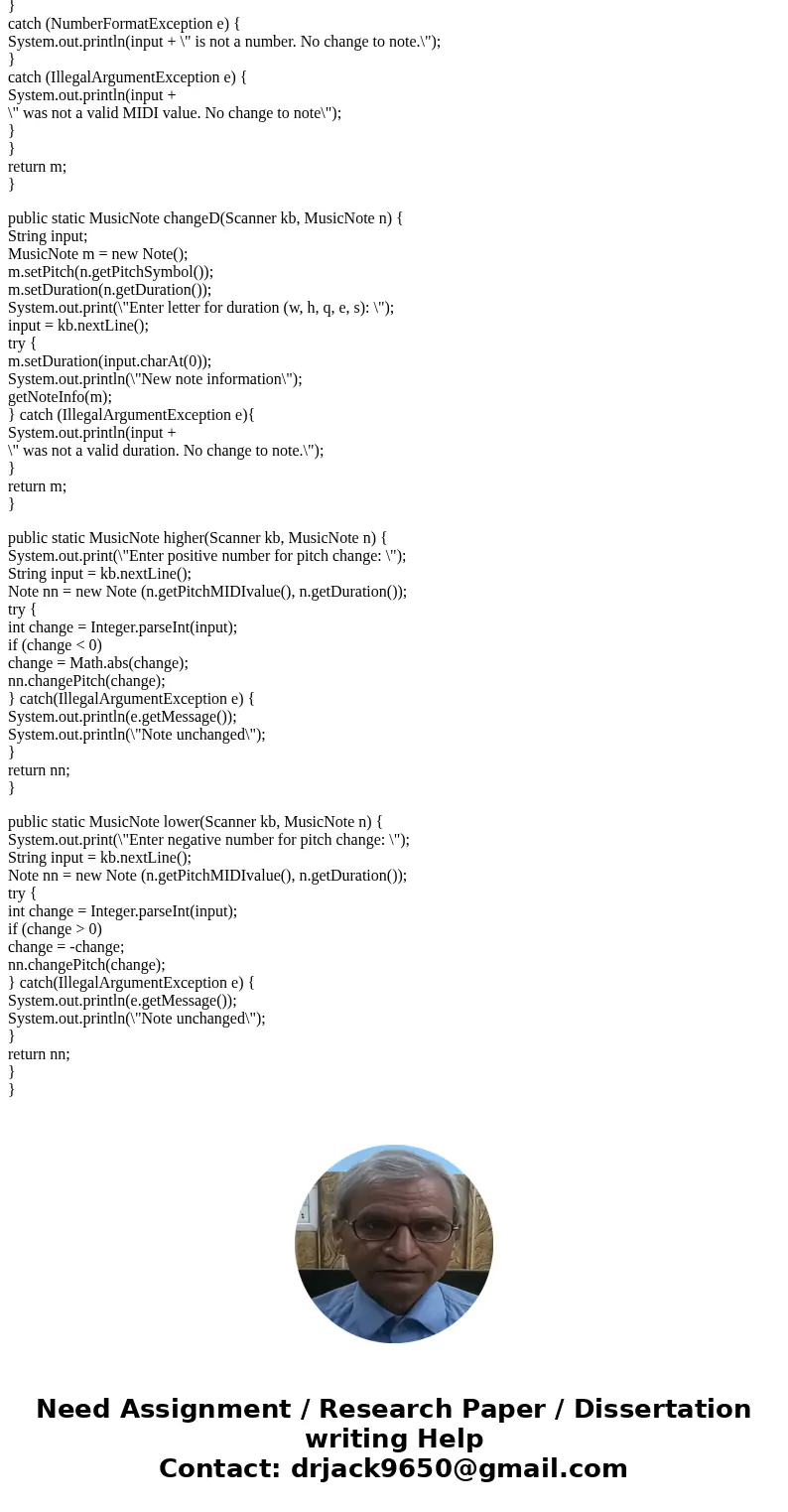 JAVA HELP: Write a Java class to represent a musical note using a simplified version of the conventions of standard Western music. An instance of your class sho