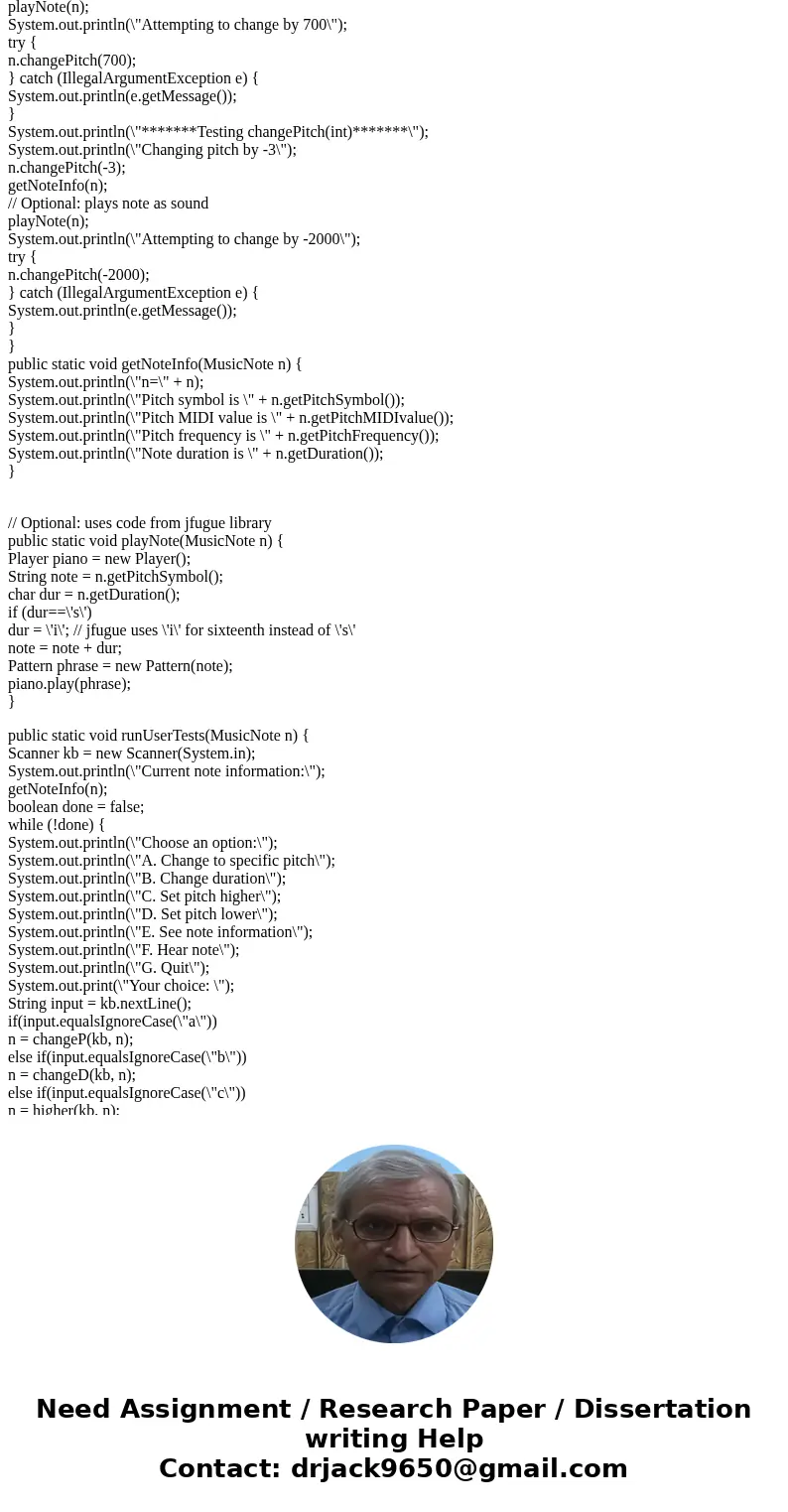 JAVA HELP: Write a Java class to represent a musical note using a simplified version of the conventions of standard Western music. An instance of your class sho