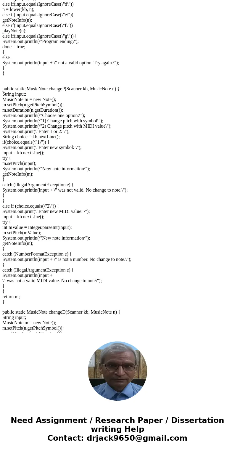 JAVA HELP: Write a Java class to represent a musical note using a simplified version of the conventions of standard Western music. An instance of your class sho