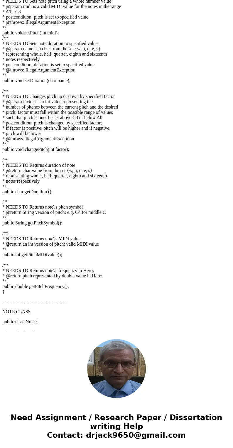 JAVA HELP: Write a Java class to represent a musical note using a simplified version of the conventions of standard Western music. An instance of your class sho