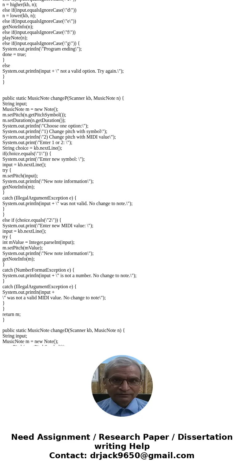 JAVA HELP: Write a Java class to represent a musical note using a simplified version of the conventions of standard Western music. An instance of your class sho