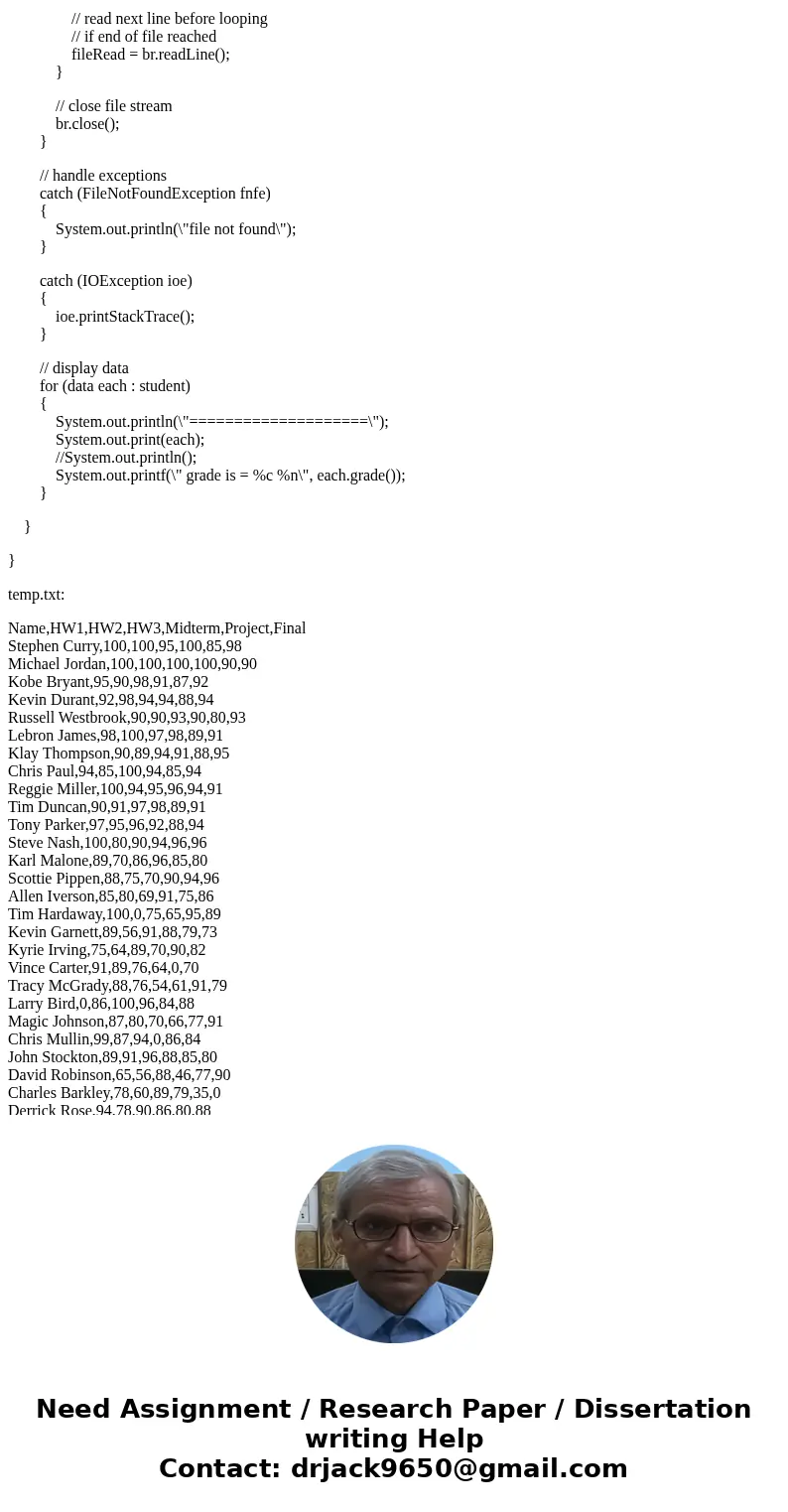Java program to create a final grade calculator. Requirements: I. The system shall ingest student_grades_input.txt (see next page). This comma delimited input t Java program to create a final grade calculator. Requirements: I. The system shall ingest student_grades_input.txt (see next page). This comma delimited input t