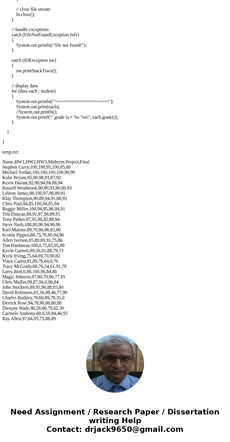 Java program to create a final grade calculator. Requirements: I. The system shall ingest student_grades_input.txt (see next page). This comma delimited input t Java program to create a final grade calculator. Requirements: I. The system shall ingest student_grades_input.txt (see next page). This comma delimited input t