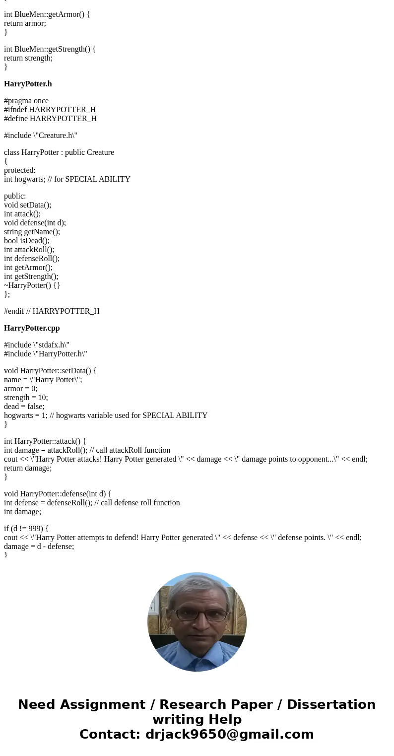 Language: C++ Original Question: http://www.chegg.com/homework-help/questions-and-answers/project-using-c-create-simple-class-hierarchy-basis-fantasy-combat-gam Language: C++ Original Question: http://www.chegg.com/homework-help/questions-and-answers/project-using-c-create-simple-class-hierarchy-basis-fantasy-combat-gam