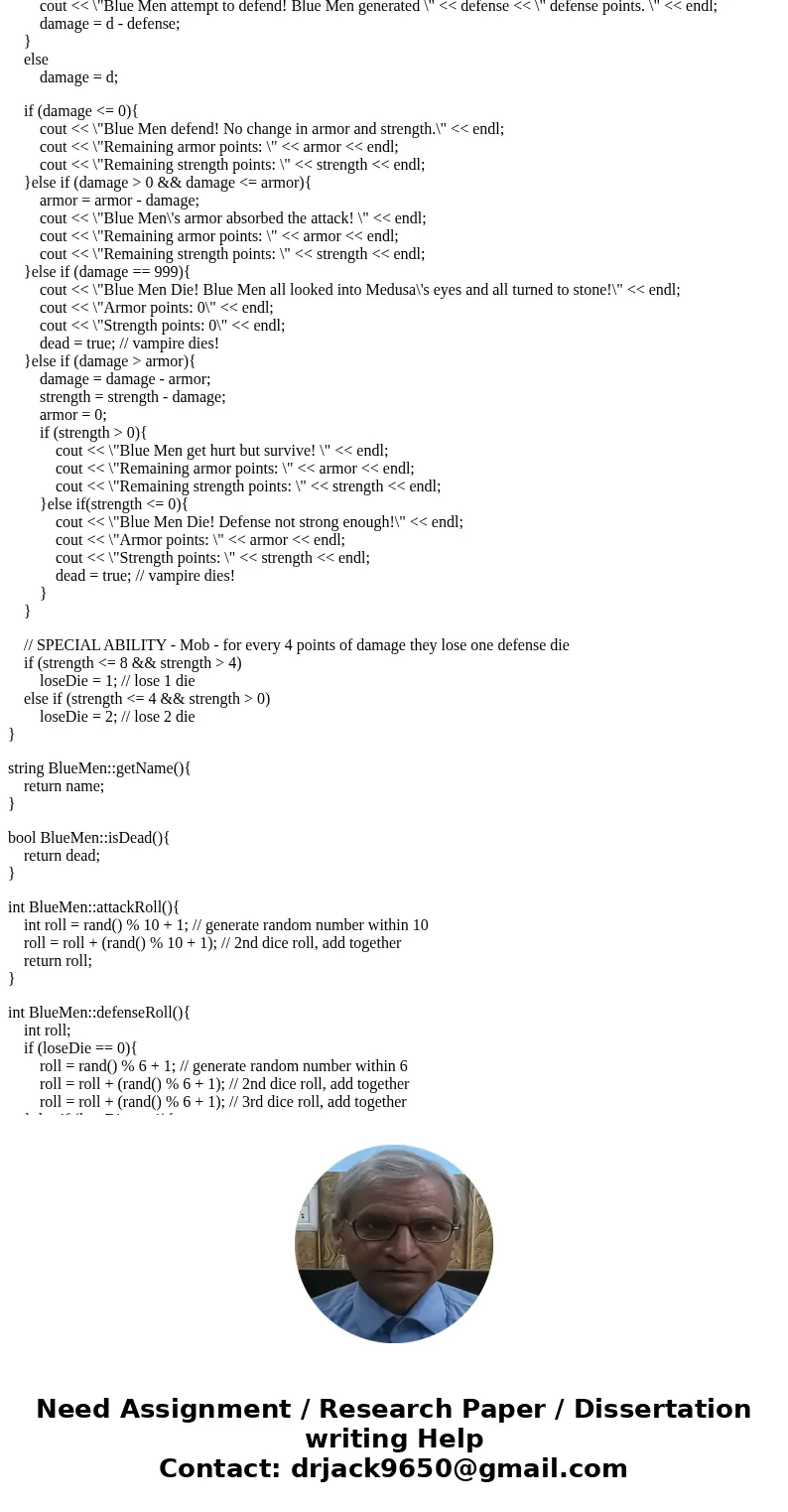 Language: C++ Original Question: http://www.chegg.com/homework-help/questions-and-answers/project-using-c-create-simple-class-hierarchy-basis-fantasy-combat-gam Language: C++ Original Question: http://www.chegg.com/homework-help/questions-and-answers/project-using-c-create-simple-class-hierarchy-basis-fantasy-combat-gam