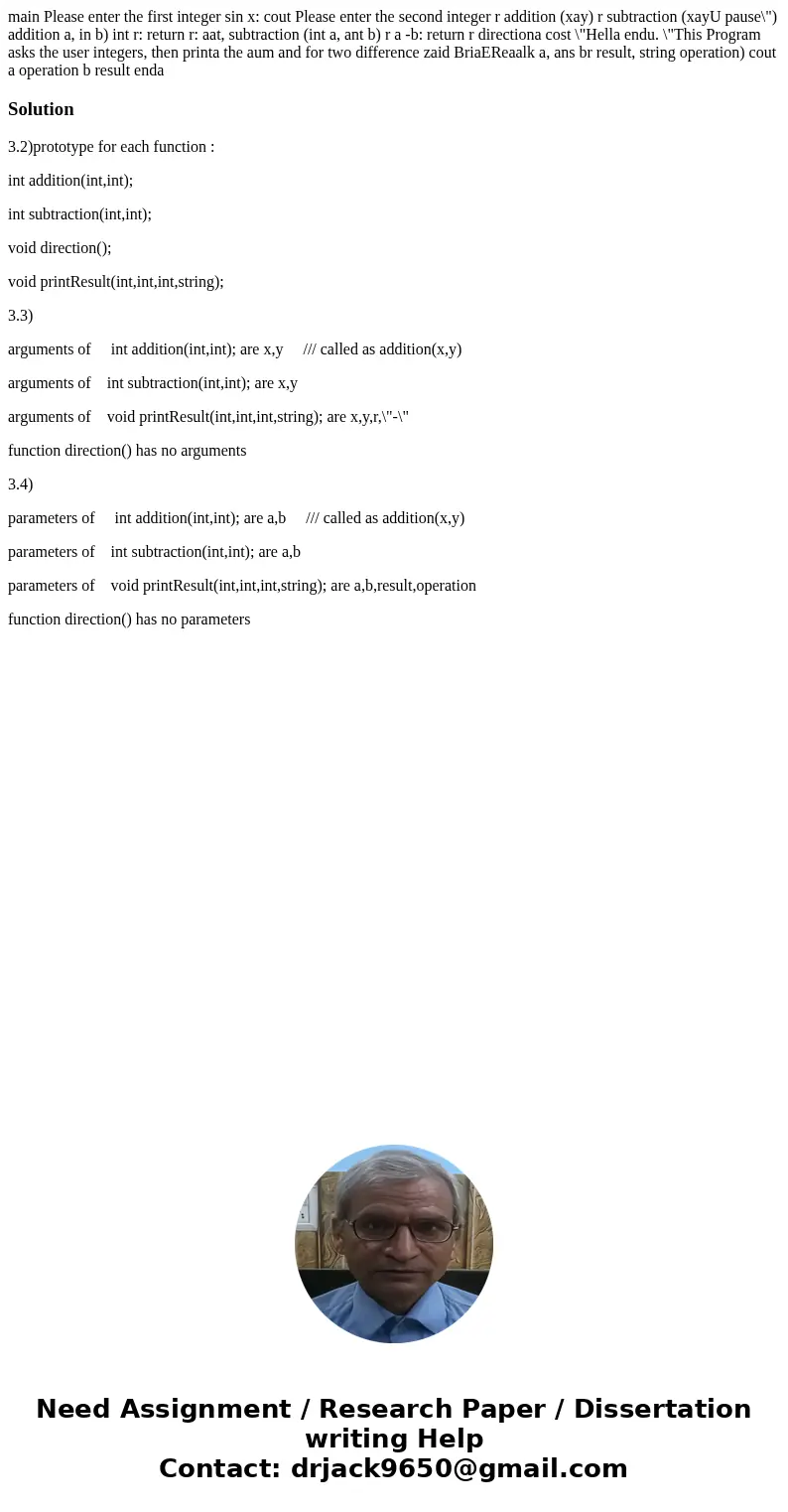 main Please enter the first integer sin x: cout Please enter the second integer r addition (xay) r subtraction (xayU pause\  main Please enter the first integer sin x: cout Please enter the second integer r addition (xay) r subtraction (xayU pause\