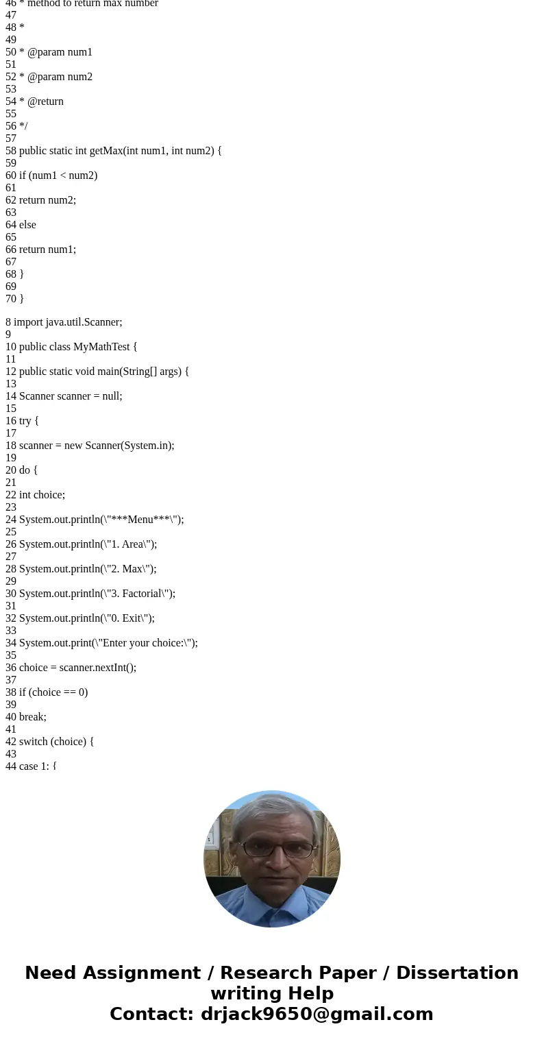 Modify the MyMath class:Add a method to find the average of a list of integers. You will be asking for input in this method so use the Scanner class. You will n Modify the MyMath class:Add a method to find the average of a list of integers. You will be asking for input in this method so use the Scanner class. You will n