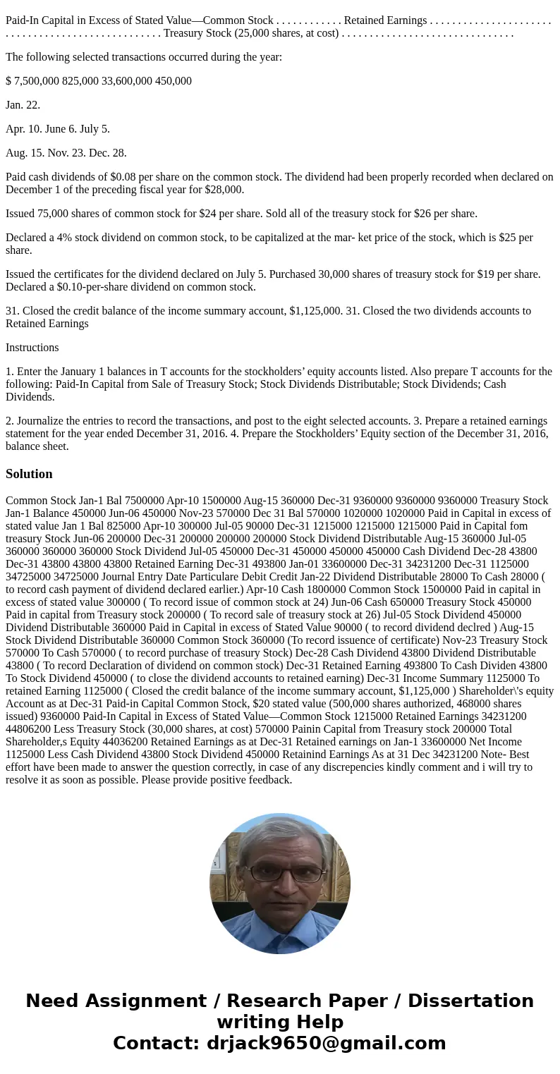 Morrow Enterprises Inc. manufactures bathroom fixtures. The stockholders’ equity ac- counts of Morrow Enterprises Inc., with balances on January 1, 2016, are as Morrow Enterprises Inc. manufactures bathroom fixtures. The stockholders’ equity ac- counts of Morrow Enterprises Inc., with balances on January 1, 2016, are as