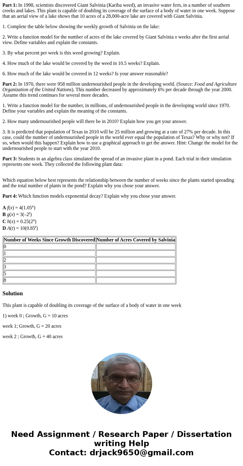 Part 1: In 1998, scientists discovered Giant Salvinia (Kariba weed), an invasive water fern, in a number of southern creeks and lakes. This plant is capable of  Part 1: In 1998, scientists discovered Giant Salvinia (Kariba weed), an invasive water fern, in a number of southern creeks and lakes. This plant is capable of