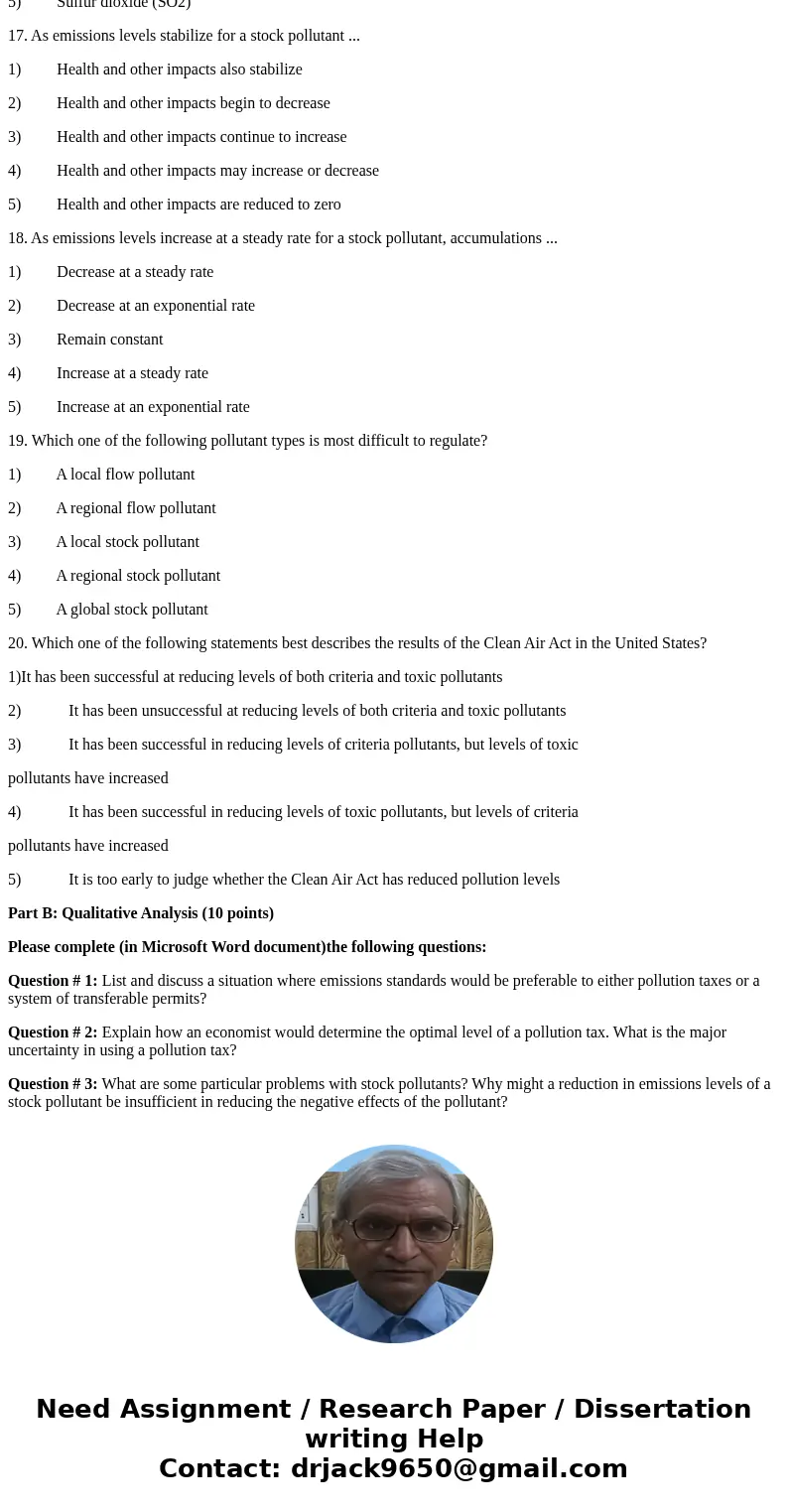 Part A: Multiple-choice Questions(40 points) 1. How do the marginal costs of pollution reduction and the marginal costs of pollution damage change as pollution  Part A: Multiple-choice Questions(40 points) 1. How do the marginal costs of pollution reduction and the marginal costs of pollution damage change as pollution