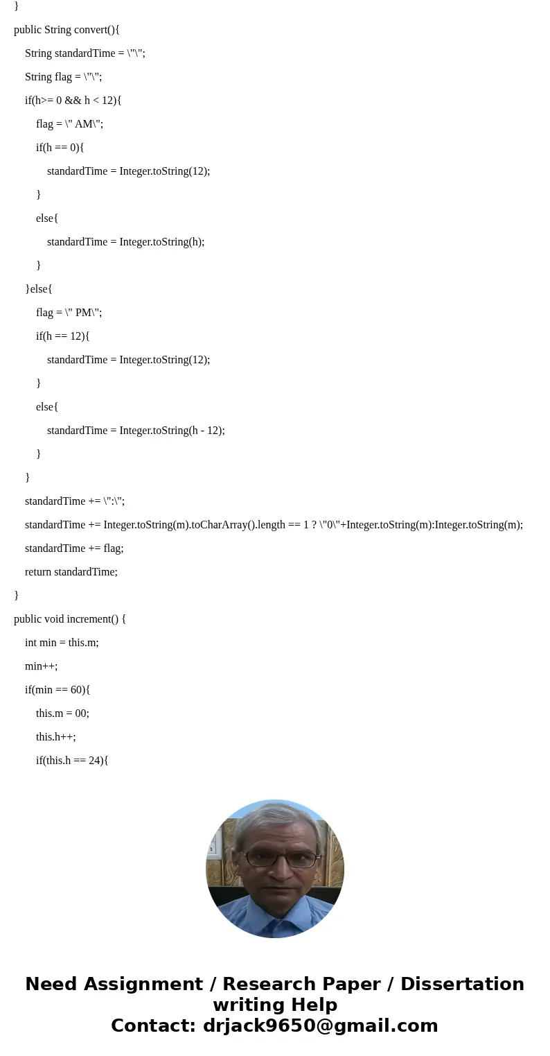 Please help!! Assignment 4 - Time Comparable For this assignment, you will be updating the Time class from Assignment 1. To get started, you can either make a c