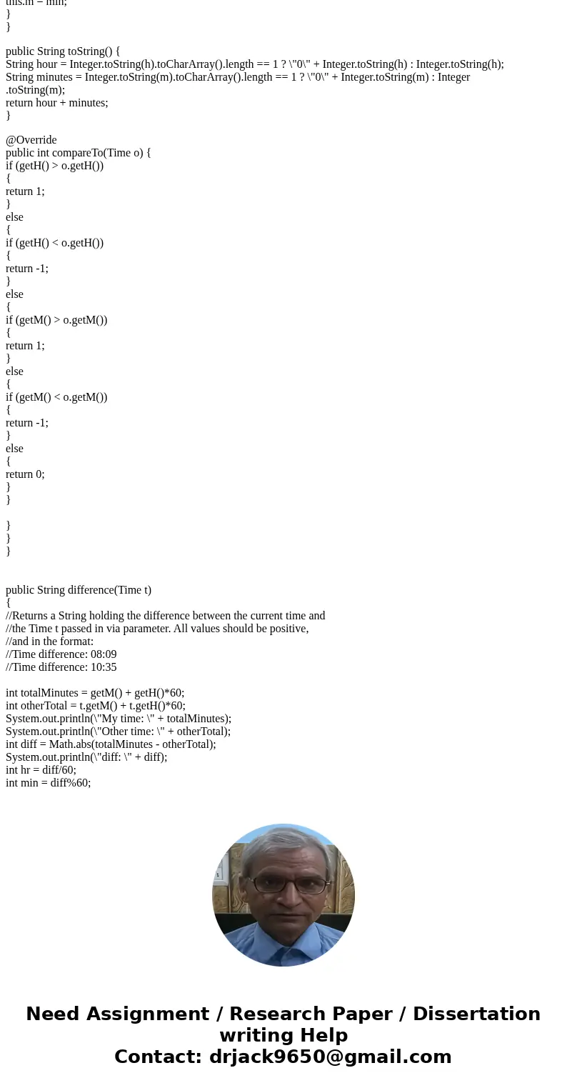 Please help!! Assignment 4 - Time Comparable For this assignment, you will be updating the Time class from Assignment 1. To get started, you can either make a c