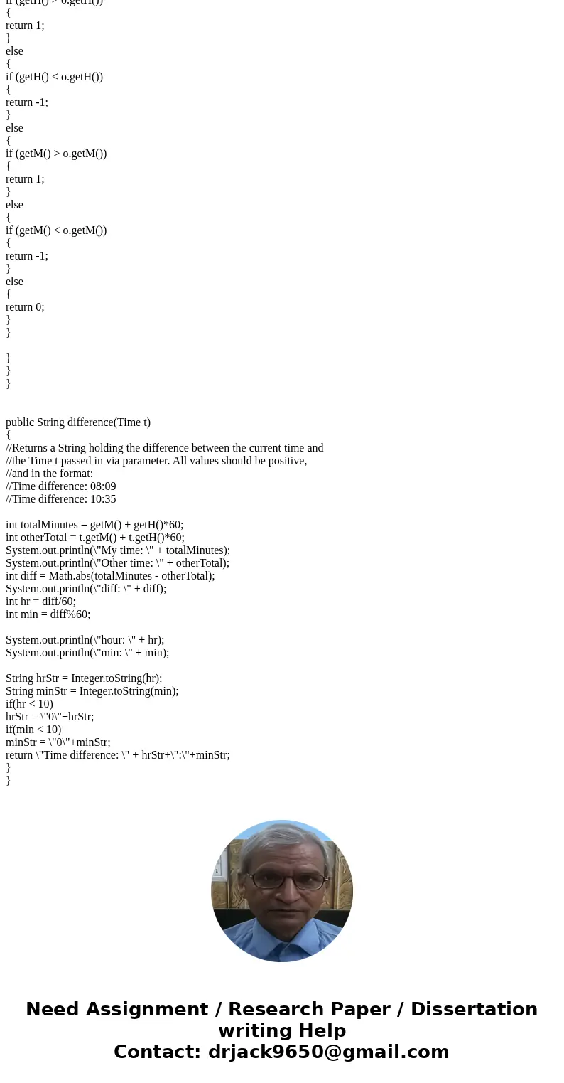Please help!! Assignment 4 - Time Comparable For this assignment, you will be updating the Time class from Assignment 1. To get started, you can either make a c