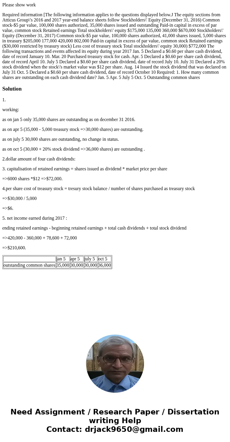 Please show work Required information [The following information applies to the questions displayed below.J The equity sections from Atticus Group\'s 2016 and 2 Please show work Required information [The following information applies to the questions displayed below.J The equity sections from Atticus Group\'s 2016 and 2