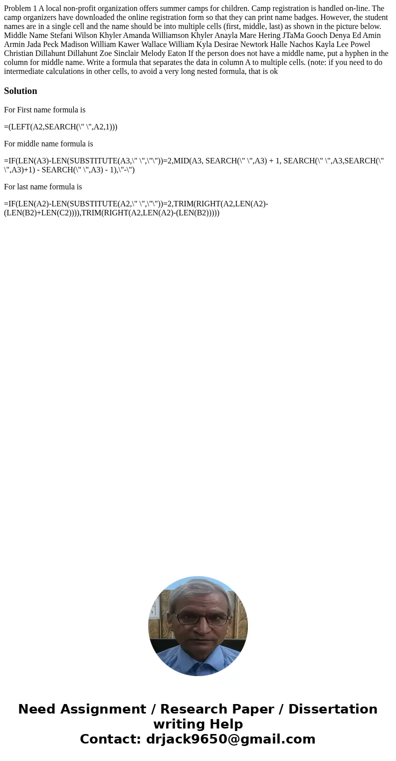 Problem 1 A local non-profit organization offers summer camps for children. Camp registration is handled on-line. The camp organizers have downloaded the onlin  Problem 1 A local non-profit organization offers summer camps for children. Camp registration is handled on-line. The camp organizers have downloaded the onlin