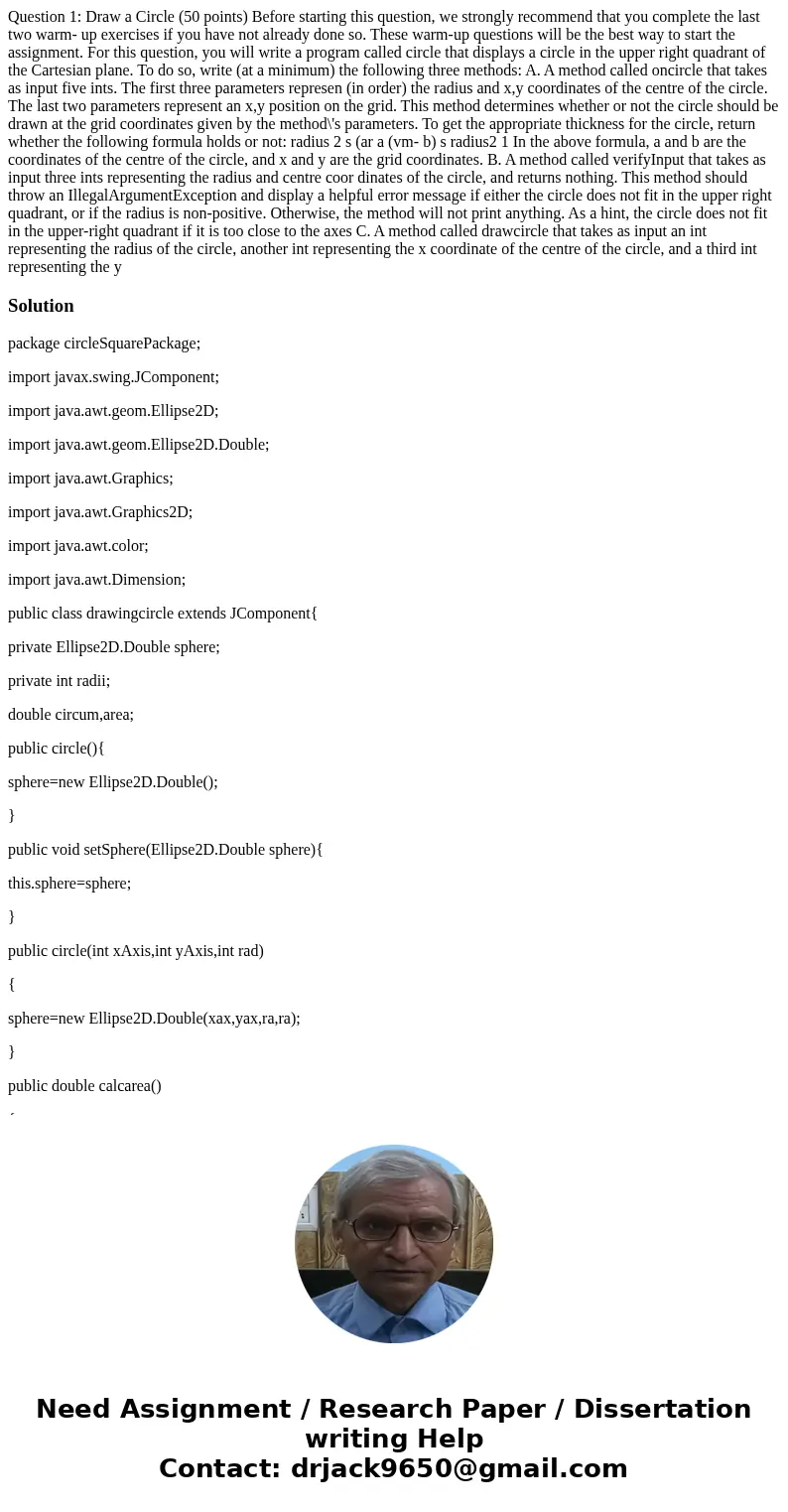 Question 1: Draw a Circle (50 points) Before starting this question, we strongly recommend that you complete the last two warm- up exercises if you have not al  Question 1: Draw a Circle (50 points) Before starting this question, we strongly recommend that you complete the last two warm- up exercises if you have not al