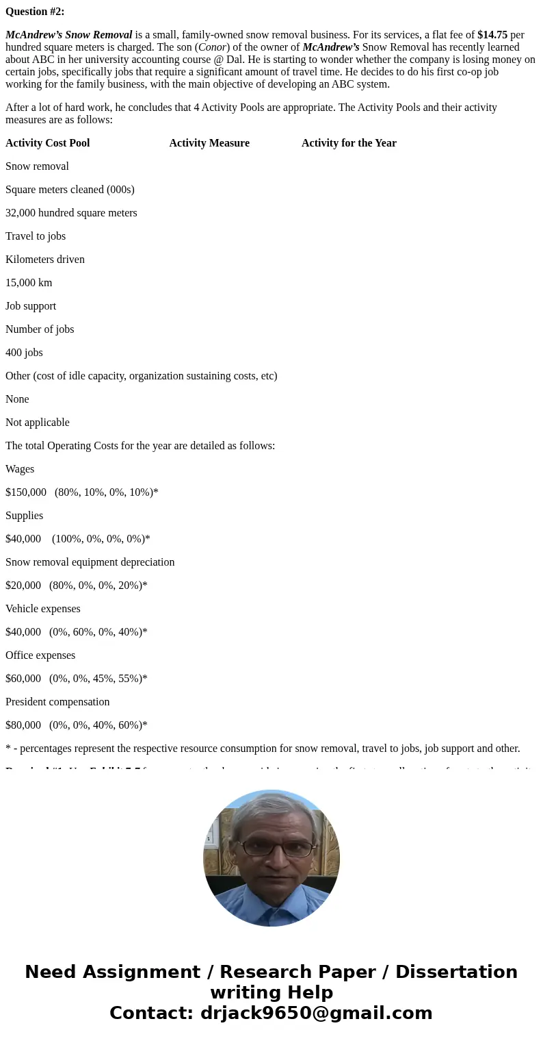 Question #2: McAndrew’s Snow Removal is a small, family-owned snow removal business. For its services, a flat fee of $14.75 per hundred square meters is charged Question #2: McAndrew’s Snow Removal is a small, family-owned snow removal business. For its services, a flat fee of $14.75 per hundred square meters is charged