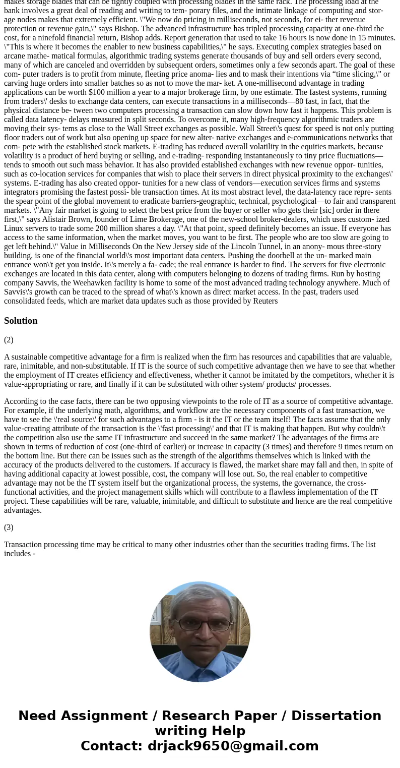 Questions 2-Tony Bishop of Wachovia stated that “Competitive advantage comes from your math, your workflow, and processing through your systems.” Referring to w Questions 2-Tony Bishop of Wachovia stated that “Competitive advantage comes from your math, your workflow, and processing through your systems.” Referring to w