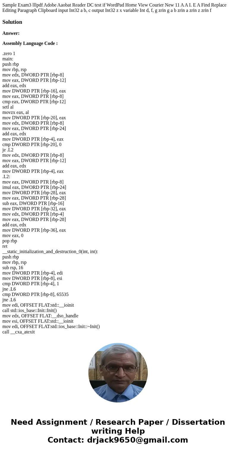  Sample Exam3 lllpdf Adobe Aaobat Reader DC test if WordPad Home View Courier New 11 A A I. E A Find Replace Editing Paragraph Clipboard input Int32 a b, c outp