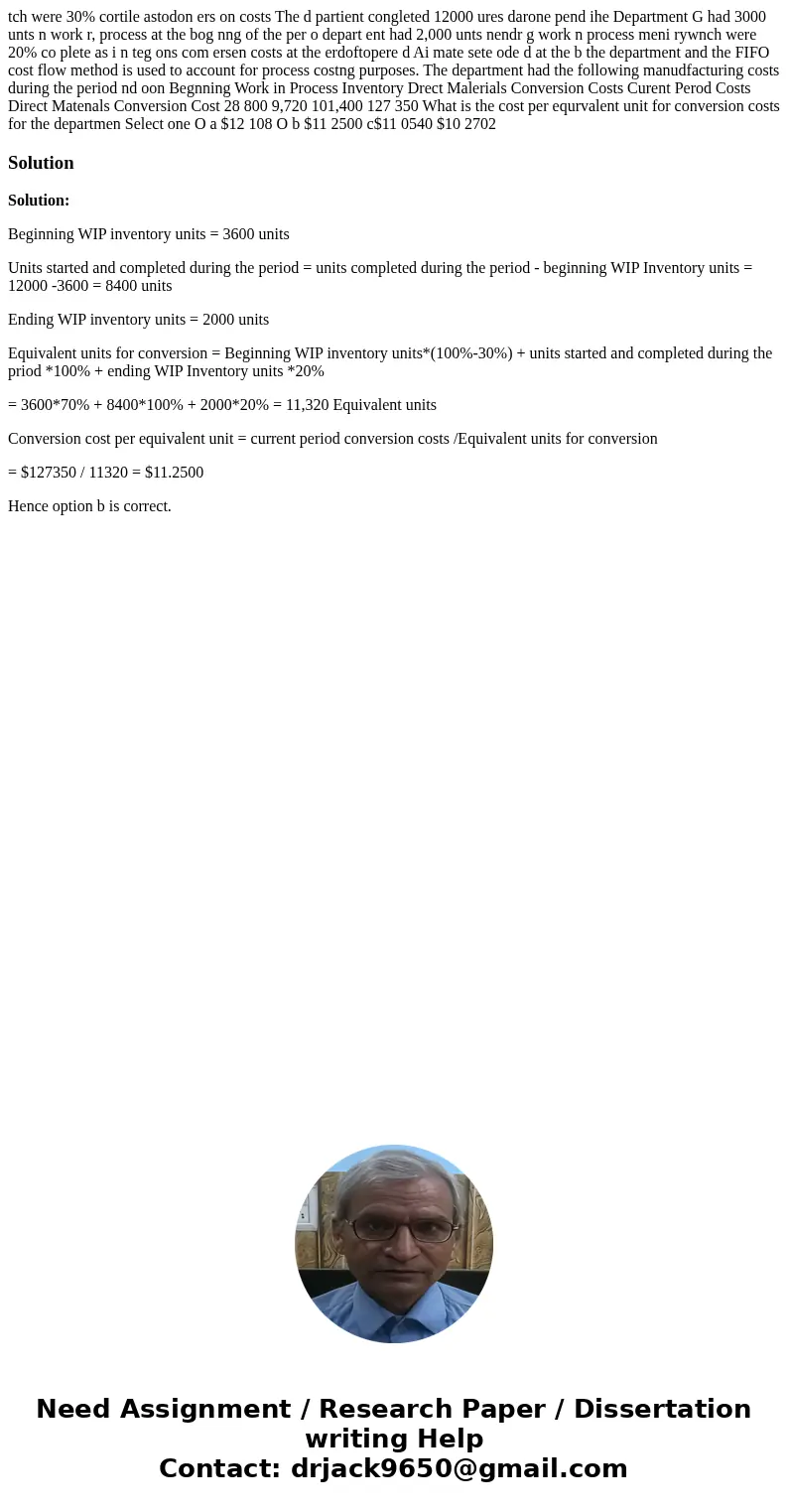 tch were 30% cortile astodon ers on costs The d partient congleted 12000 ures darone pend ihe Department G had 3000 unts n work r, process at the bog nng of th  tch were 30% cortile astodon ers on costs The d partient congleted 12000 ures darone pend ihe Department G had 3000 unts n work r, process at the bog nng of th