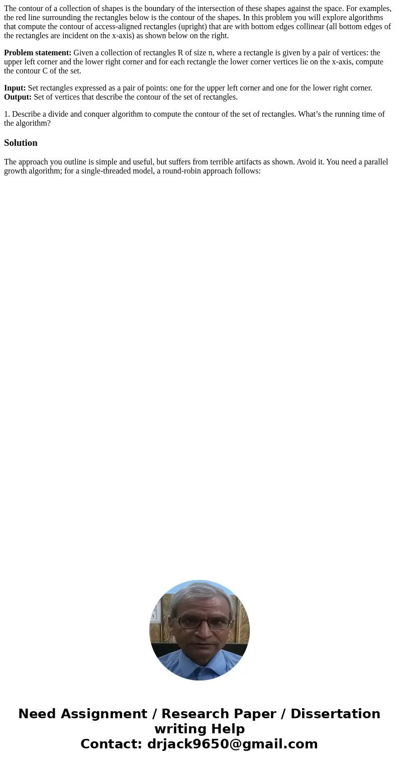 The contour of a collection of shapes is the boundary of the intersection of these shapes against the space. For examples, the red line surrounding the rectangl The contour of a collection of shapes is the boundary of the intersection of these shapes against the space. For examples, the red line surrounding the rectangl