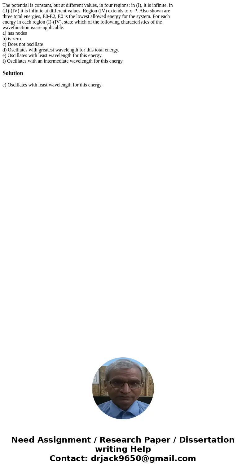 The potential is constant, but at different values, in four regions: in (I), it is infinite, in (II)-(IV) it is infinite at different values. Region (IV) extend The potential is constant, but at different values, in four regions: in (I), it is infinite, in (II)-(IV) it is infinite at different values. Region (IV) extend