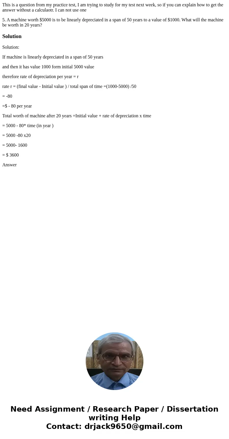 This is a question from my practice test, I am trying to study for my test next week, so if you can explain how to get the answer without a calculaotr. I can no This is a question from my practice test, I am trying to study for my test next week, so if you can explain how to get the answer without a calculaotr. I can no