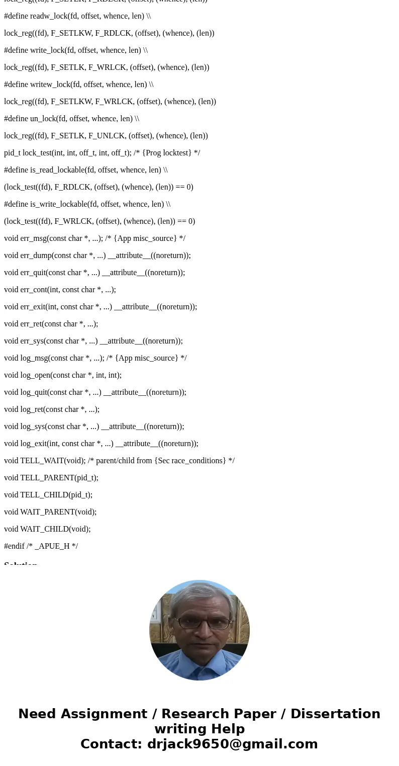 try to create a makefile (Makefile) for one program (e.g., simple-hole.c with apue.h) to compile and make an execuatable (simple-hole). Simple-hole.c #include \