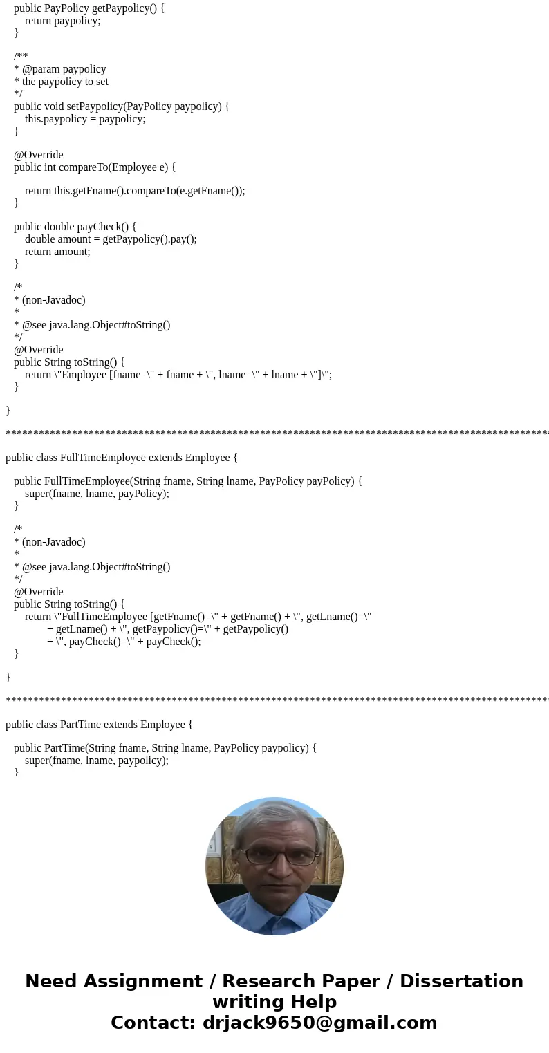 When comes to the pay() method in the employee class, is the best solution to use the instanceof command in an if else statement and instantiate a FullTime, Par