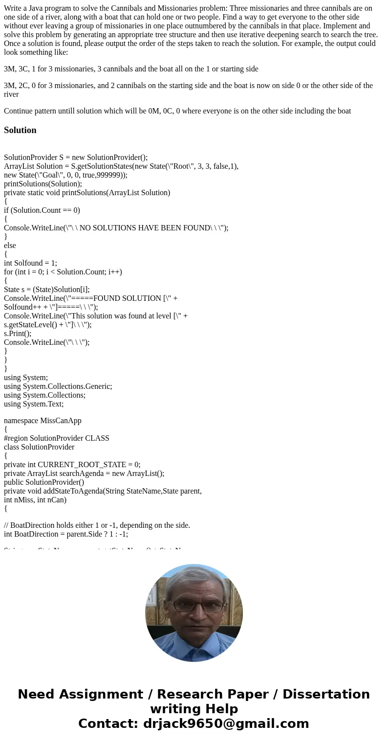 Write a Java program to solve the Cannibals and Missionaries problem: Three missionaries and three cannibals are on one side of a river, along with a boat that 
