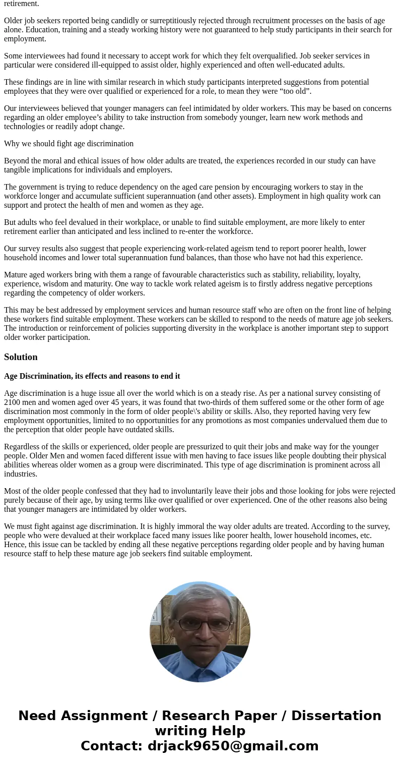Write an abstract paragraph Almost a third of Australians perceived some form of age-related discrimination while employed or looking for work in the last 12 mo Write an abstract paragraph Almost a third of Australians perceived some form of age-related discrimination while employed or looking for work in the last 12 mo