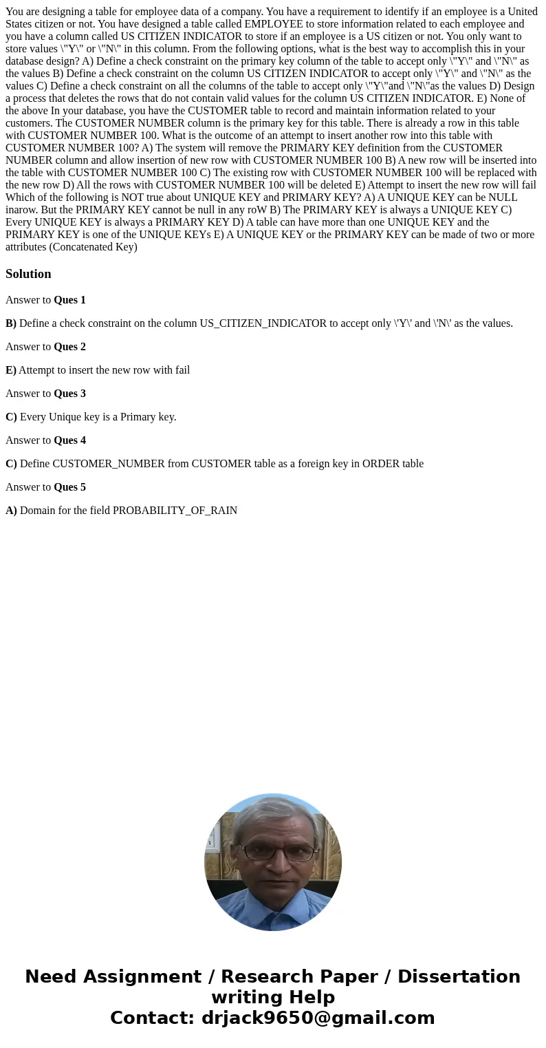You are designing a table for employee data of a company. You have a requirement to identify if an employee is a United States citizen or not. You have designe  You are designing a table for employee data of a company. You have a requirement to identify if an employee is a United States citizen or not. You have designe