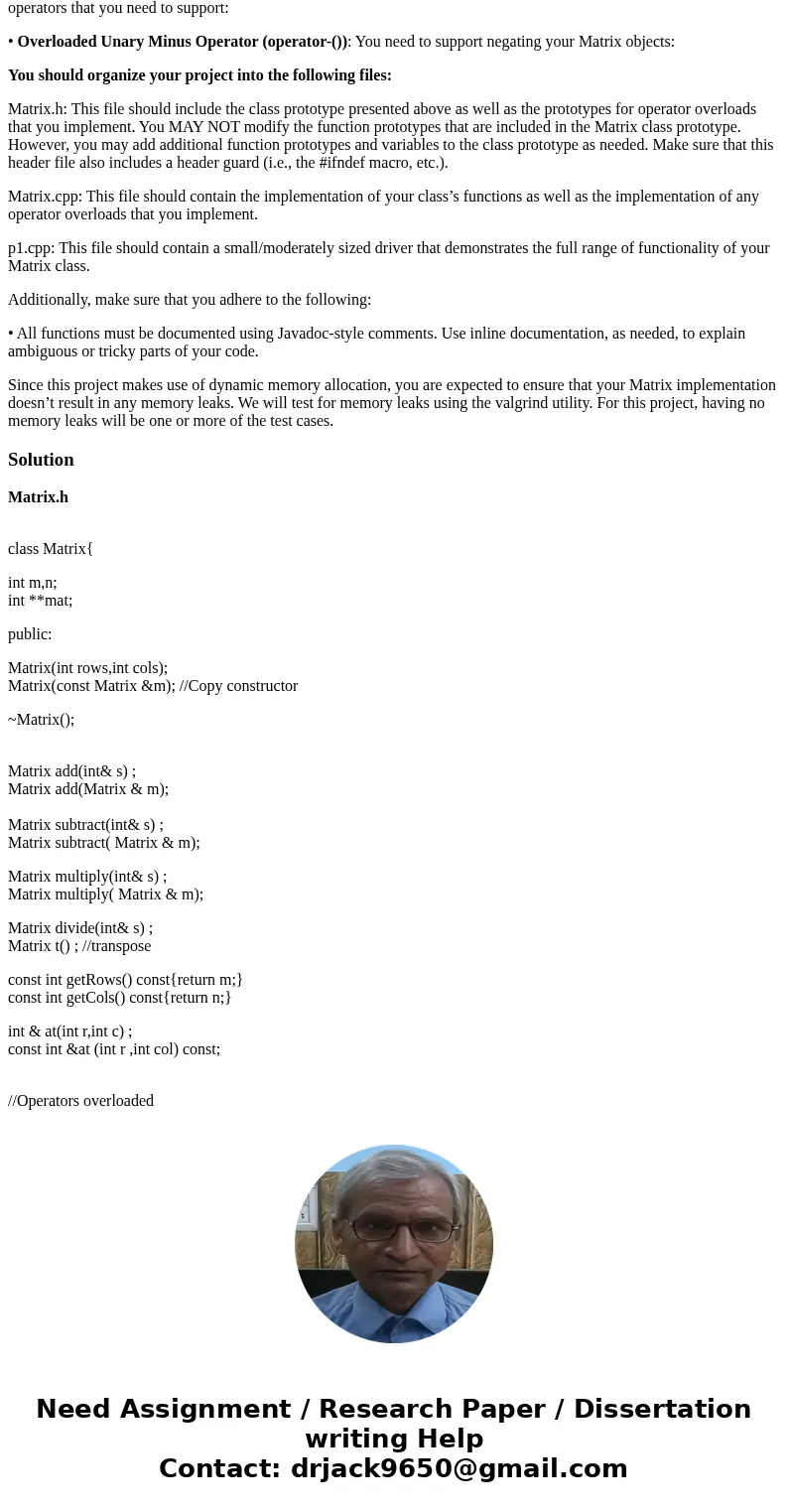 Your goal for this breakout is to create an easy-to-use Matrix class in C++ that makes use of dynamic memory allocation and includes basic matrix operations bot Your goal for this breakout is to create an easy-to-use Matrix class in C++ that makes use of dynamic memory allocation and includes basic matrix operations bot