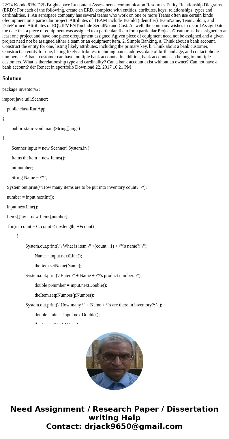  22:24 Koodo 61% D2L Brights pace Lu content Assessments. communicaton Resources Entity-Relationship Diagrams (ERD): For each of the following, create an ERD, c