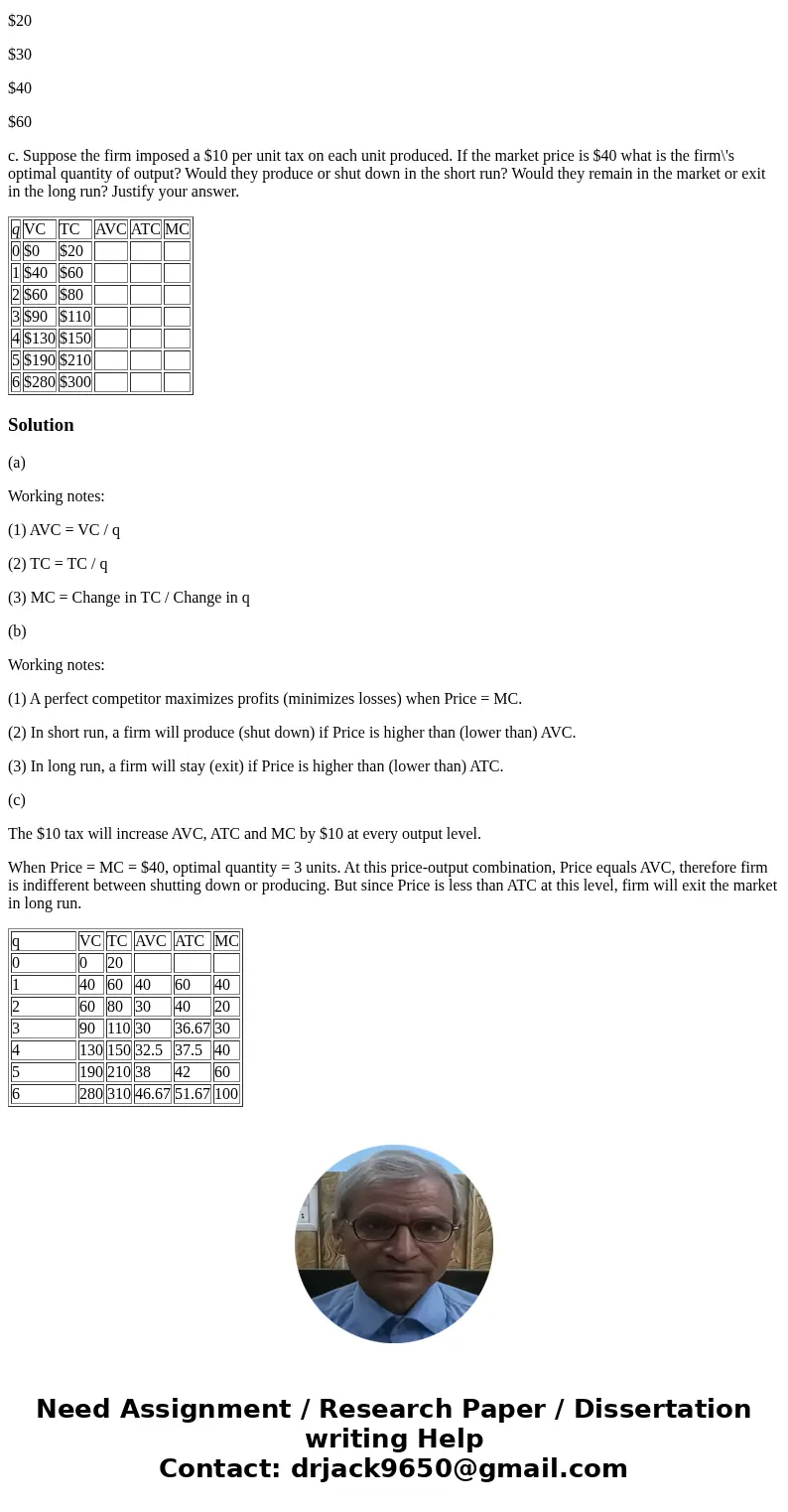 Ball Bearings, Inc. is a single producer in the ball-bearing market, which is a perfectly competitive. The firm’s costs of product is provided in the table belo Ball Bearings, Inc. is a single producer in the ball-bearing market, which is a perfectly competitive. The firm’s costs of product is provided in the table belo