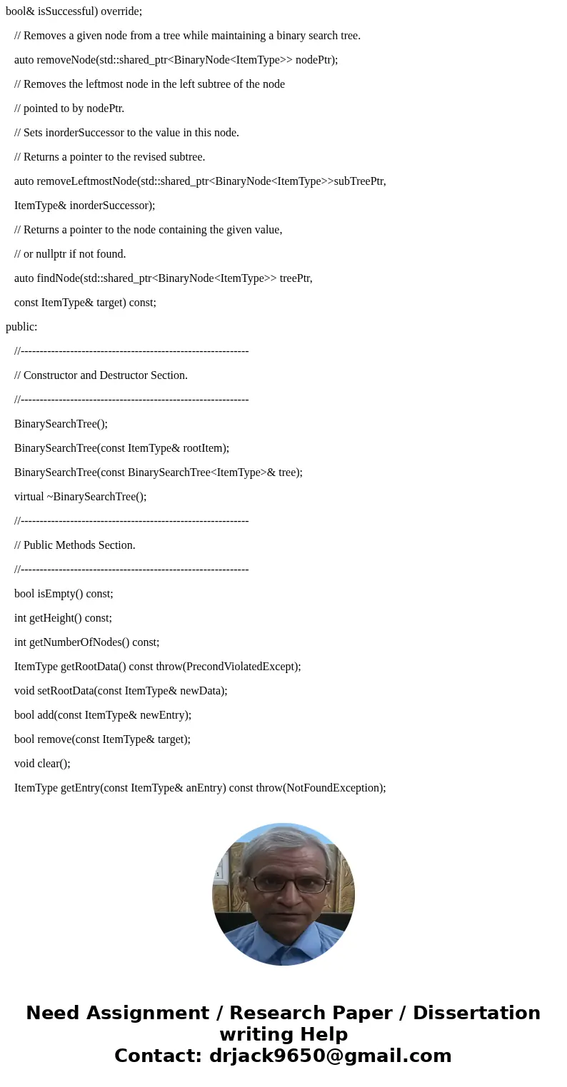 C++, Implement the class BinarySearchTree, as given in listing 16-4 (below) Please include main function. //************************************* Here is listin C++, Implement the class BinarySearchTree, as given in listing 16-4 (below) Please include main function. //************************************* Here is listin