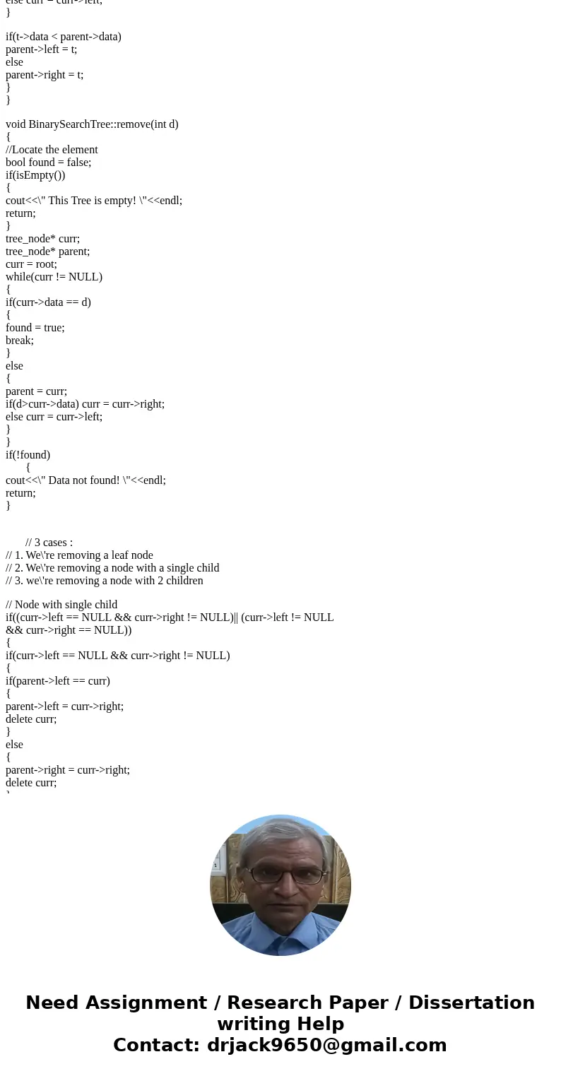 C++, Implement the class BinarySearchTree, as given in listing 16-4 (below) Please include main function. //************************************* Here is listin C++, Implement the class BinarySearchTree, as given in listing 16-4 (below) Please include main function. //************************************* Here is listin