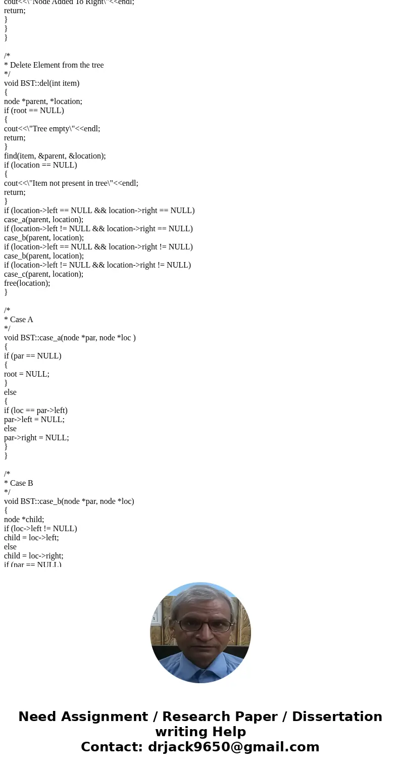 C++, Implement the class BinarySearchTree, as given in listing 16-4 (below) Please include main function. //************************************* Here is listin C++, Implement the class BinarySearchTree, as given in listing 16-4 (below) Please include main function. //************************************* Here is listin