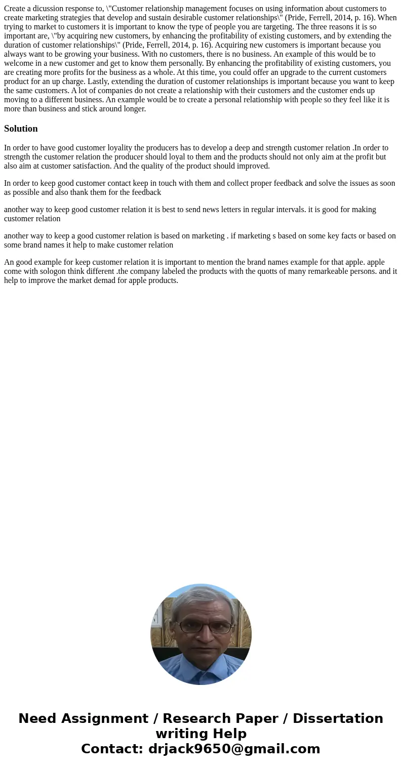 Create a dicussion response to, \