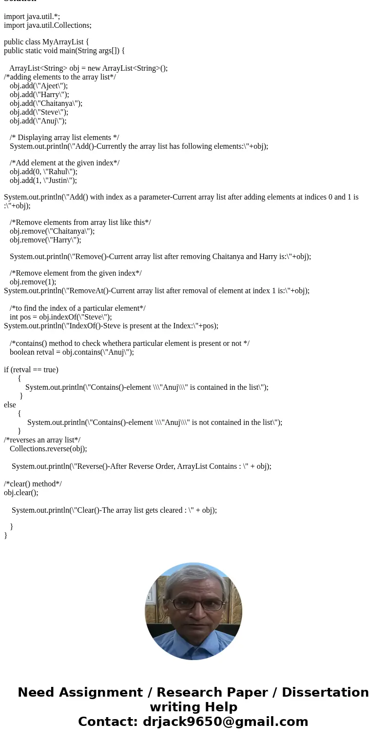 Design and implement a class that uses an array to mimic the behavior of some of the methods in the ArrayList class. Include the following methods: Add(): Adds  Design and implement a class that uses an array to mimic the behavior of some of the methods in the ArrayList class. Include the following methods: Add(): Adds