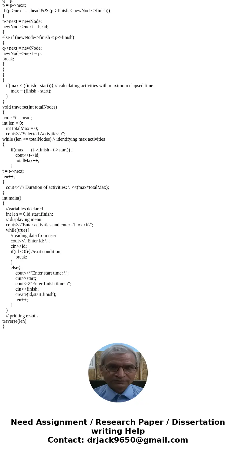 Edit: The max number of activities is arbitrary. As written in question; program should ask us to input the id of activities unless a negative number is entered
